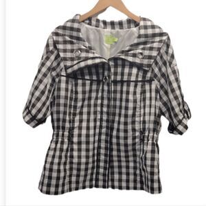 Adam Jacobs Women's Size Large Black and White Gingham Square Zip Jacket